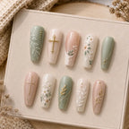 Graceful Gold Cross Botanical Press On Nails — image 2