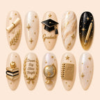 Graduation Academic Symbols 3D Charm Press On Nails