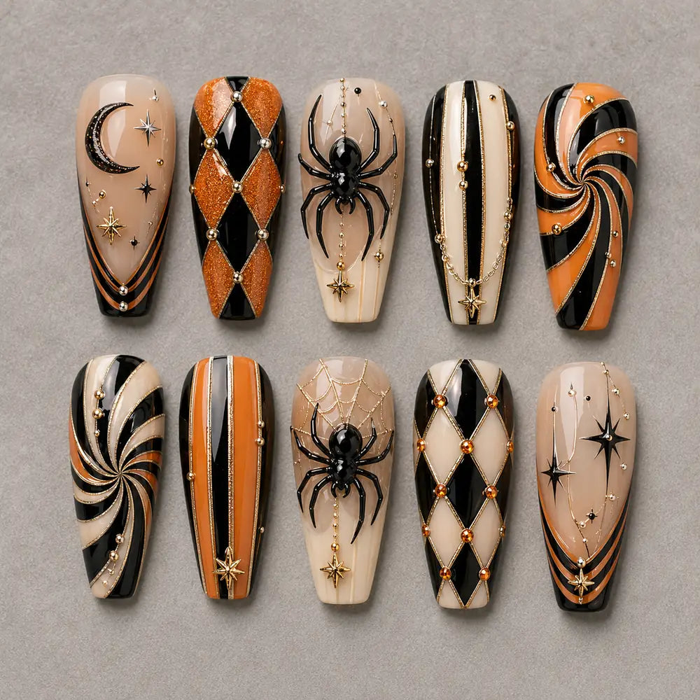 Halloween Spider Web & Celestial Press On Nails — image 2