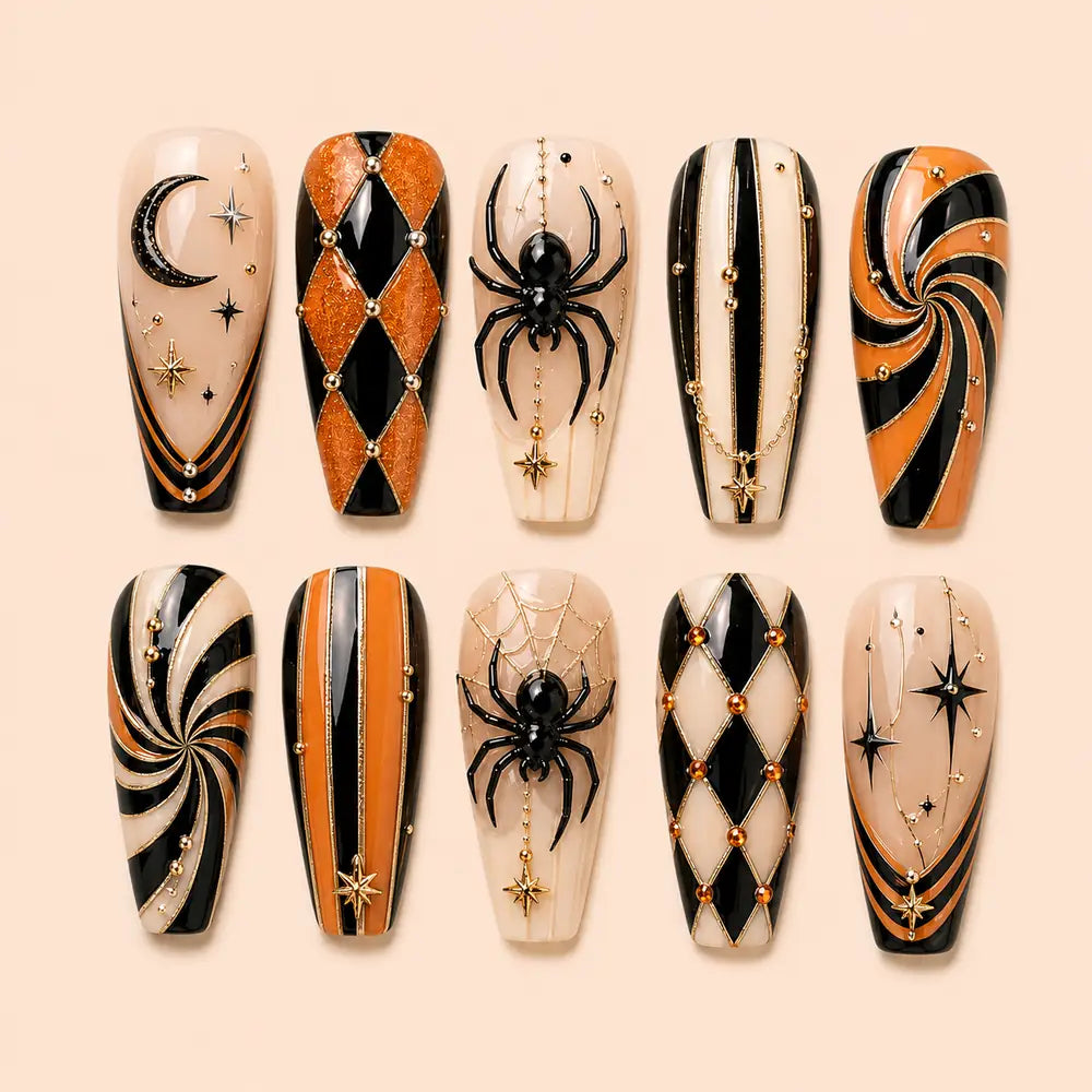 Halloween Spider Web & Celestial Press On Nails — image 1