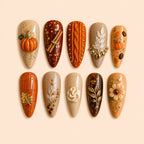 Harvest Pumpkin & Cinnamon 3D Press On Nails — image 1