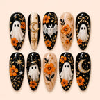 Haunted Garden Ghost & Bat 3D Press On Nails — image 1