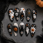 Haunted Garden Ghost & Pumpkin 3D Press On Nails — image 2