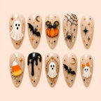 Haunted Ghost and Pumpkin 3D Press On Nails — image 1