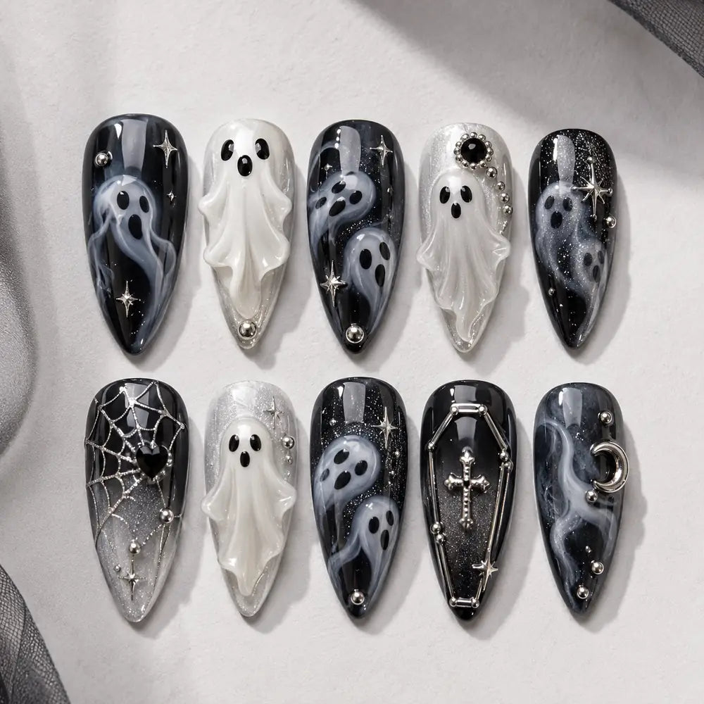Haunted Ghost Coffin 3D Press On Nails — image 2
