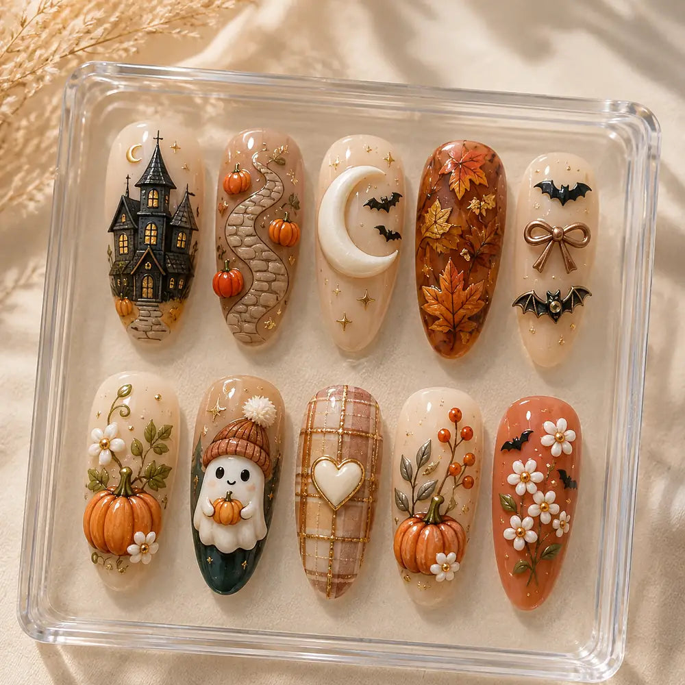 Haunted Harvest 3D Halloween Press On Nails — image 2