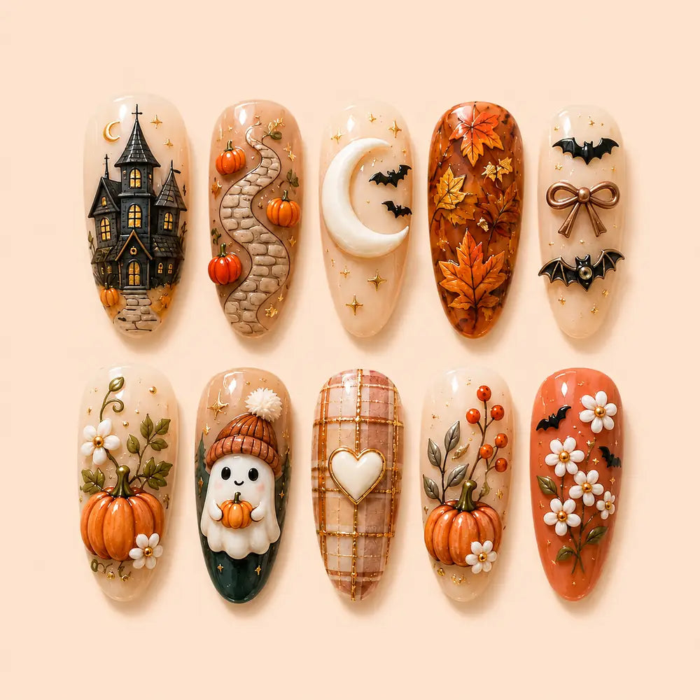 Haunted Harvest 3D Halloween Press On Nails — image 1
