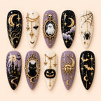 Haunted Moon & Black Cat 3D Halloween Press On Nails — image 1