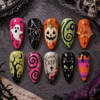 Haunted Neon Icons 3D Halloween Press On Nails — image 2