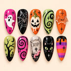 Haunted Neon Icons 3D Halloween Press On Nails — image 1