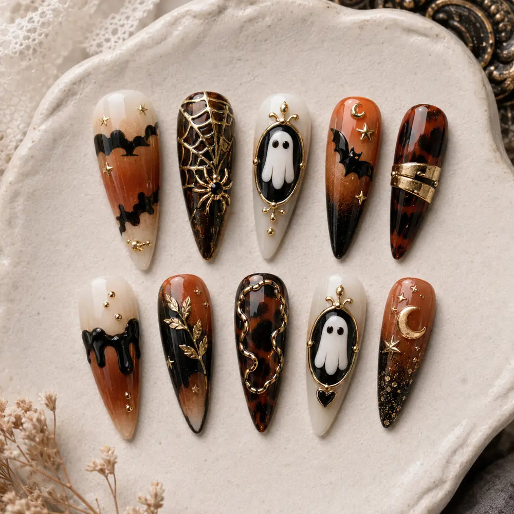 Haunted Portrait Ghost Stiletto Press On Nails — image 2