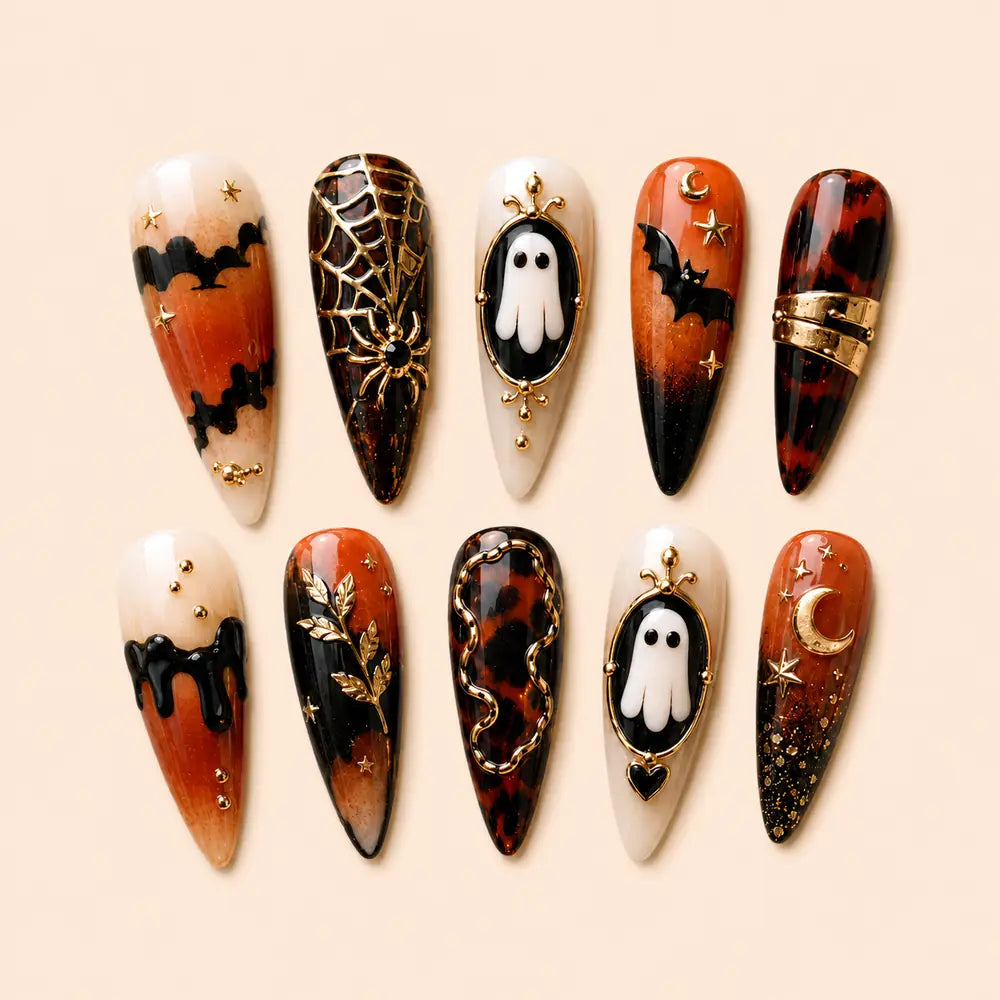 Haunted Portrait Ghost Stiletto Press On Nails — image 1