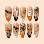 Haunted Pumpkin Ghost 3D French Tip Press On Nails — image 1
