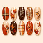 Hello Fall Maple Plaid Glitter Press On Nails — image 1