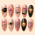 Inspirational Quotes & Academic Icons Glitter Press On Nails