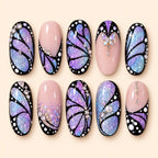 Iridescent Butterfly Mosaic Rhinestone Press On Nails — image 1
