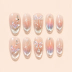 Iridescent Crystal Bow & Butterfly Coquette Press On Nails — image 1