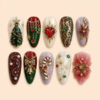 Jeweled Christmas Ornament Press On Nails — image 1
