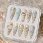 John 3:16 Floral Cross Marble Press On Nails — image 2
