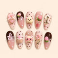 Kawaii Bear and Rose Garden 3D Press On Nails — image 1