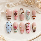 Kawaii Cat and Button 3D Press On Nails — image 2
