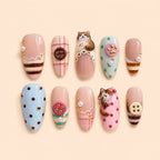 Kawaii Cat and Button 3D Press On Nails — image 1