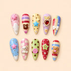 Kawaii Teddy Bear Star Charm 3D Press On Nails — image 1