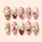 Kawaii Teddy Candy Charm 3D Press On Nails — image 1
