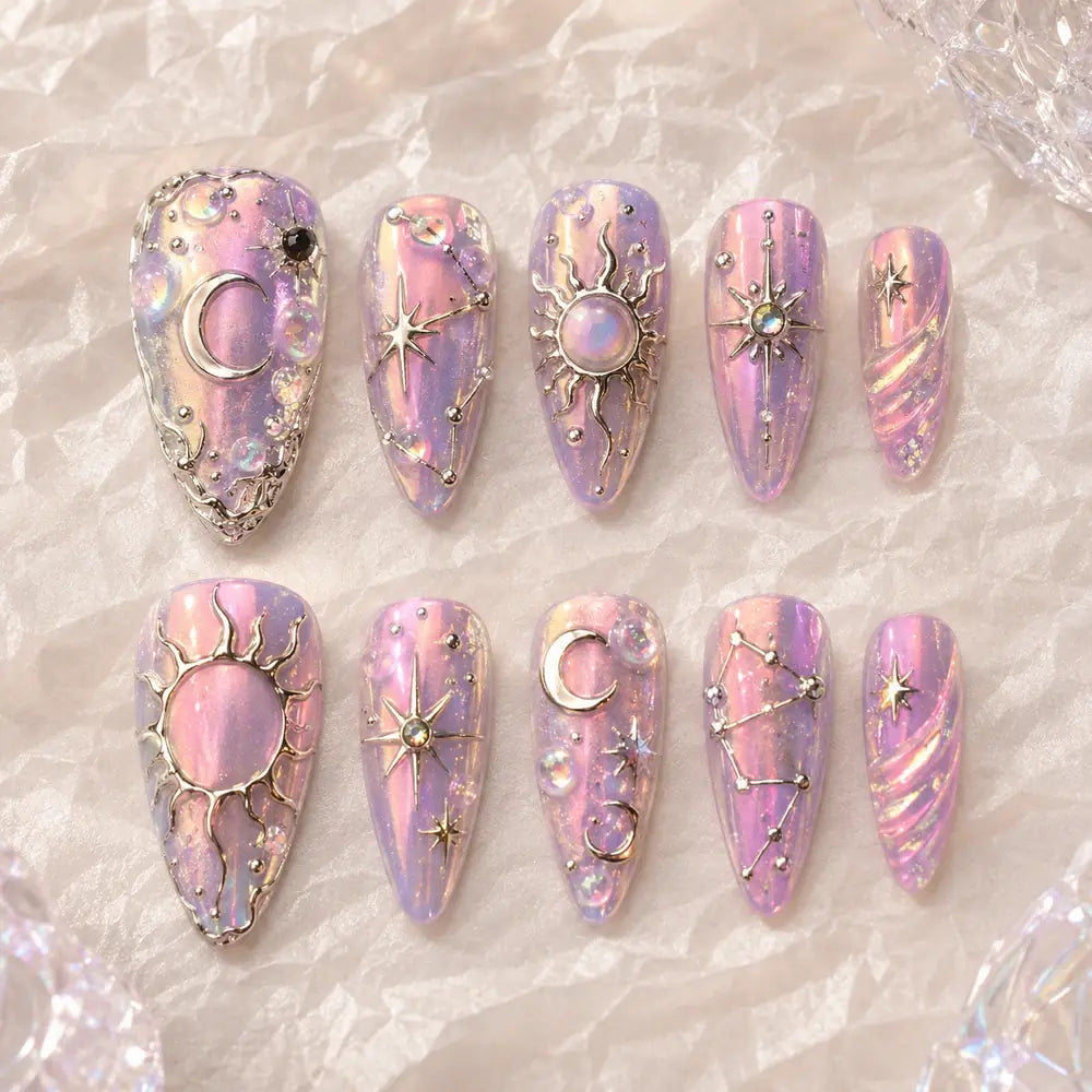 Lavender Cosmic Charms Press On Nails — image 2