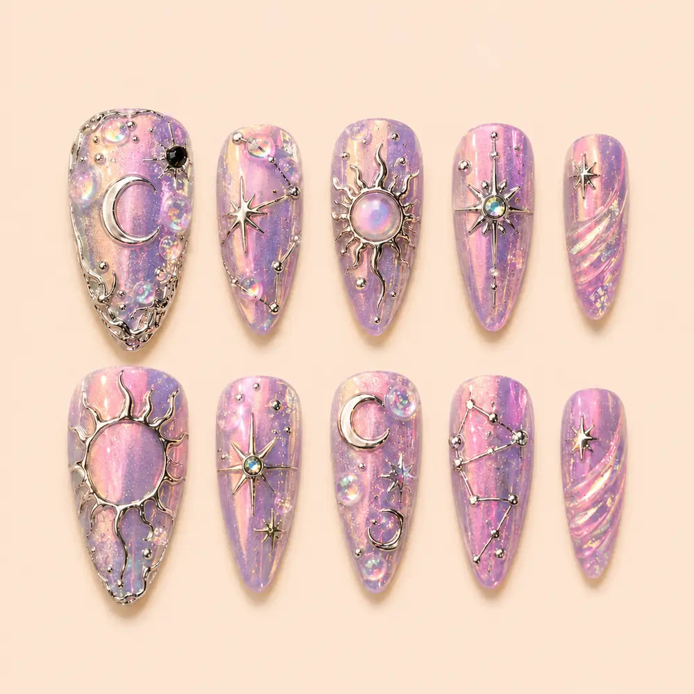Lavender Cosmic Charms Press On Nails — image 1