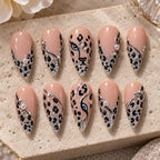 Leopard Gaze Rhinestone French Tip Press On Nails — image 2