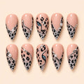 Leopard Gaze Rhinestone French Tip Press On Nails — image 1