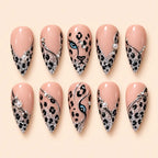 Leopard Gaze Rhinestone French Tip Press On Nails — image 1