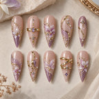 Lilac Butterfly Garden Stiletto Press On Nails — image 2