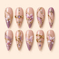 Lilac Butterfly Garden Stiletto Press On Nails — image 1