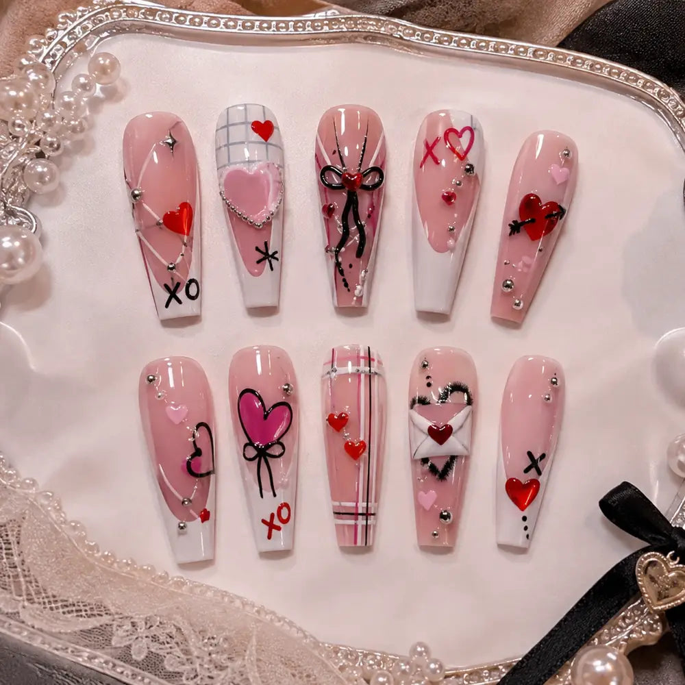 Love Letter Hearts & Bows Press On Nails — image 2