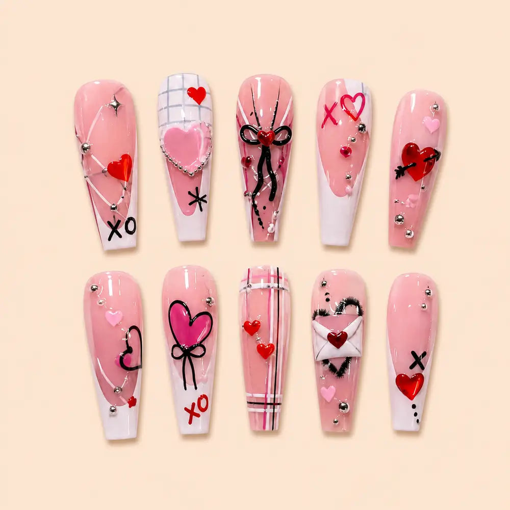 Love Letter Hearts & Bows Press On Nails — image 1