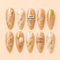 Luxury Birthday Marble Gold Foil Glitter Press On Nails