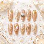 Luxury Birthday Marble Gold Foil Glitter Press On Nails