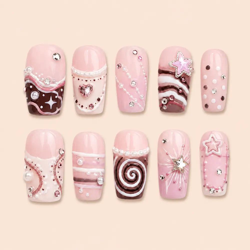 Y2K Star Heart 3D Rhinestone Press On Nails — image 1