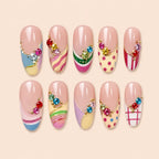 Colorful Y2K Geometric Rhinestone Press On Nails — image 1