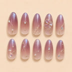 Mauve Ombre Crystal Flower Press On Nails — image 2
