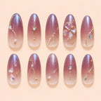 Mauve Ombre Crystal Flower Press On Nails — image 1