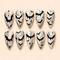 Midnight Bat Moon Glitter Stiletto Press On Nails — image 1