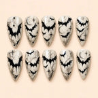 Midnight Bat Moon Glitter Stiletto Press On Nails — image 1
