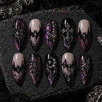 Midnight Bat & Spiderweb Rhinestone Press On Nails — image 2