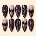 Midnight Bat & Spiderweb Rhinestone Press On Nails — image 1