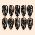 Midnight Black Rose Rhinestone Press On Nails — image 1