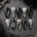 Midnight Butterfly Chain Marble Press On Nails — image 2