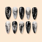Midnight Butterfly Chain Marble Press On Nails — image 1